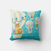 Niedliche Dschungeltiere in Heißluftballons Kissen (Vorderseite)