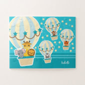 Niedliche Dschungeltiere in Heißluftballons Puzzle (Horizontal)