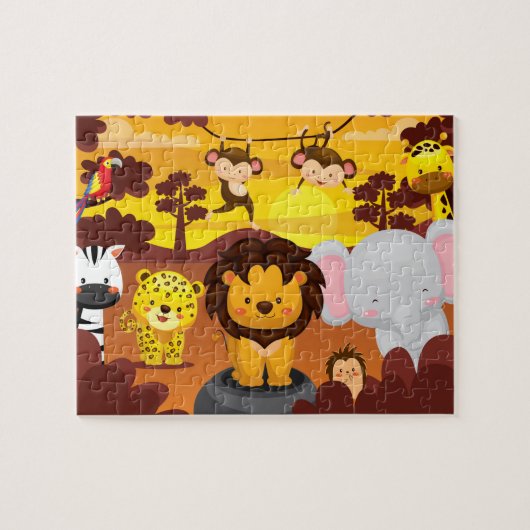 Niedliche Dschungeltiere Kinder Puzzle (Horizontal)