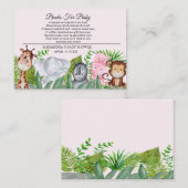 Niedliche Dschungeltiere Rosa Babyduschbuch Begleitkarte (Vorne/Hinten)