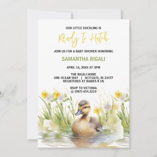 Niedliche Duck Babydusche Einladung (Vorderseite)