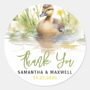 Niedliche Duck Babydusche Runder Aufkleber