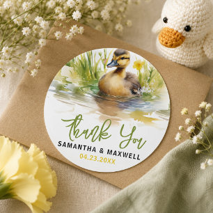Niedliche Duck Babydusche Runder Aufkleber