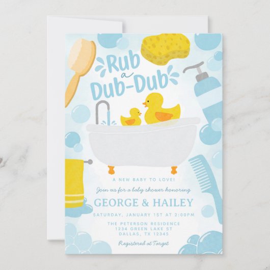 Niedliche Duck Ducky Babydusche Einladung (Vorderseite)