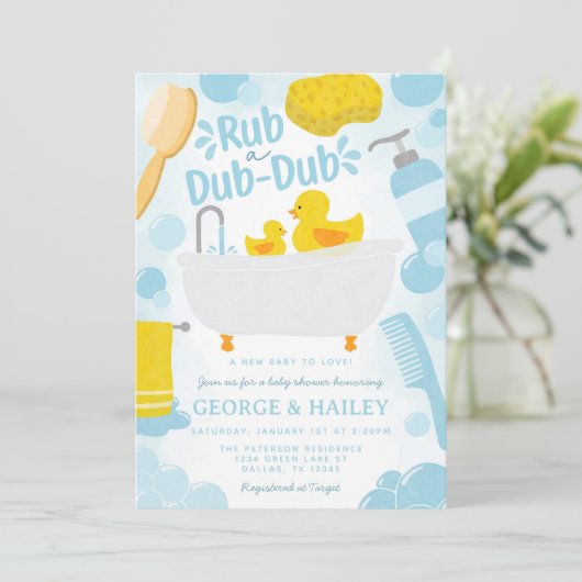 Niedliche Duck Ducky Babydusche Einladung (Stehend Vorderseite)