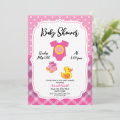 Niedliche Duck Girl Baby Duck Einladung (Stehend Vorderseite)