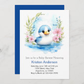 Niedliche Duck Wildblumen Kinderdusche Einladung (Vorne/Hinten)
