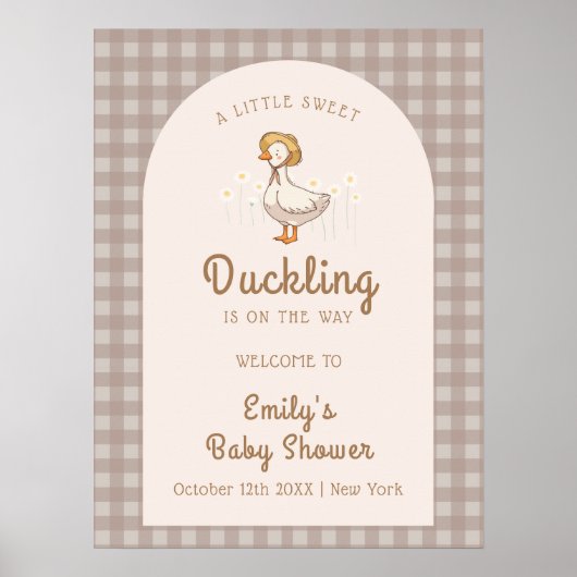 Niedliche Duckling Farmhouse Babydusche Empfang Poster (Vorne)