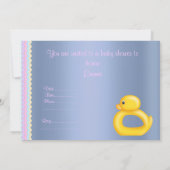 NIEDLICHE DUCKS BABY DUSCHE EINLADUNG BLAU 2 (Rückseite)