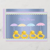 NIEDLICHE DUCKS BABY DUSCHE EINLADUNG BLAU 2 (Vorne/Hinten)