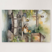 Niedliche Ducks mit Wasserfarbe auf einer Brücke Puzzle (Horizontal)