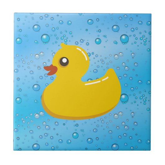 Niedliche Ducky/blaue Gummiblasen Fliese (Vorderseite)