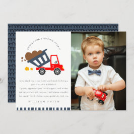 Niedliche Dump Truck Rescue Kids Foto jedes Alter  Dankeskarte