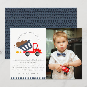 Niedliche Dump Truck Rescue Kids Foto jedes Alter Dankeskarte