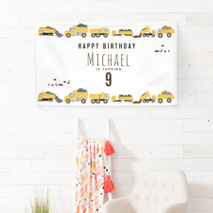 Niedliche Dump Trucks Bau-LKW Geburtstag Banner