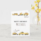Niedliche Dump Trucks Bau-LKW Geburtstag Karte (Gelbe Blume)