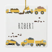 Niedliche Dump Trucks Bau-LKW Keramikornament (Rückseite)