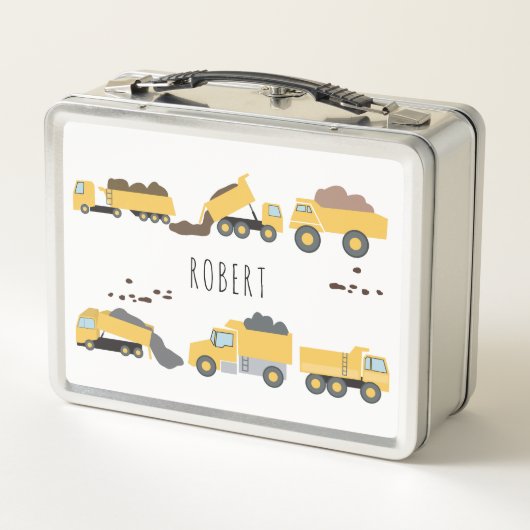 Niedliche Dump Trucks Bau-LKW Metall Brotdose (Rückseite)