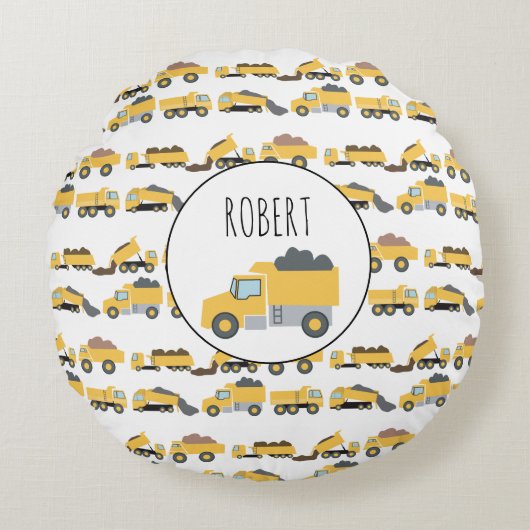 Niedliche Dump Trucks Bau-LKW Rundes Kissen (Vorderseite)