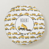 Niedliche Dump Trucks Bau-LKW Rundes Kissen (Rückseite)