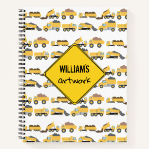 Niedliche Dump Trucks Bau-LKWs Kids Artwork Notizblock