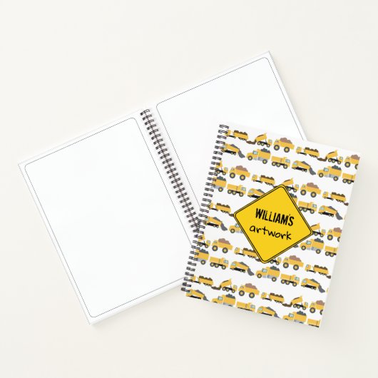 Niedliche Dump Trucks Bau-LKWs Kids Artwork Notizblock (Innenseite)