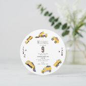 Niedliche Dump Trucks Baukastenwagen Geburtstag Einladung (Stehend Vorderseite)