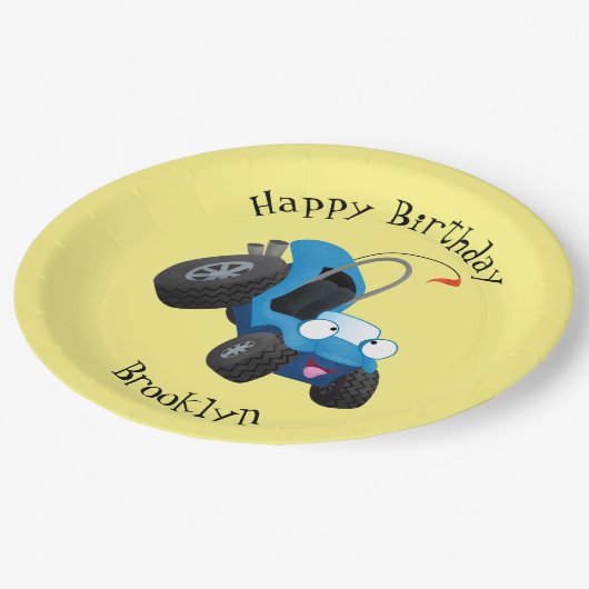 Niedliche Düne-Buggy des Cartoon Pappteller (Schrägansicht)