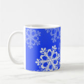 Niedliche dunkelblaue Weihnachtsschneeflocken Kaffeetasse (Links)