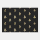 Niedliche, dunkelgrüne Goldbäume Geschenkpapier Set (Vorderseite 3)