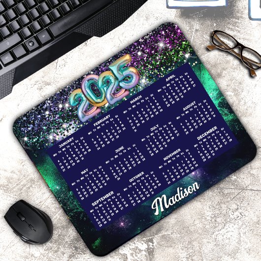 Niedliche dunkelgrüne Imitate Glitzer Monogramm 20 Mousepad