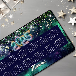 Niedliche dunkelgrüne Imitate Glitzer Monogramm 20 Schreibtischunterlage