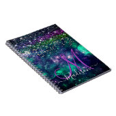 Niedliche dunkelgrüne Imitate Glitzer Monogramm Notizblock (Rechte Seite)