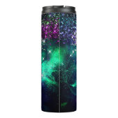 Niedliche dunkelgrüne Imitate Glitzer Monogramm Thermosbecher (Rückseite)