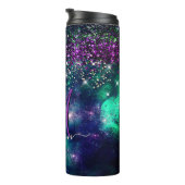 Niedliche dunkelgrüne Imitate Glitzer Monogramm Thermosbecher (Nach rechts gedreht)