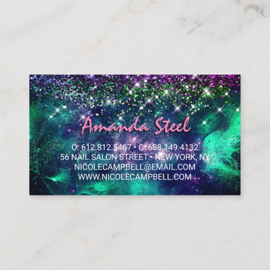 Niedliche dunkelgrüne Imitate Glitzer Visitenkarte (Rückseite)