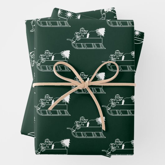 Niedliche dunkelkieferngrüne Farbmuster Weihnachte Geschenkpapier Set (Beispiel)