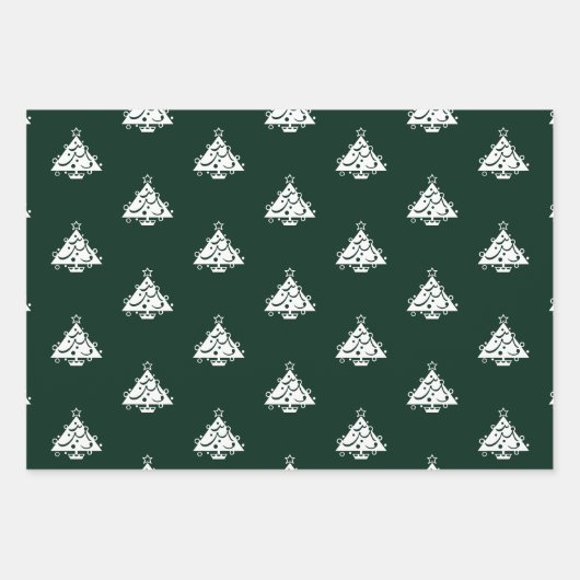 Niedliche dunkelkieferngrüne Weihnachtsbaumen Geschenkpapier Set (Vorderseite 2)