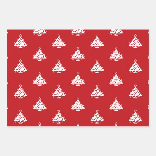 Niedliche dunkelkieferngrüne Weihnachtsbaumen Geschenkpapier Set (Vorderseite)