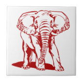 Niedliche dunkelrote Elefantenlinie Zeichnend Fliese (Vorderseite)