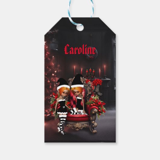 Niedliche dunkle Elfen. Geschenkanhänger (Vorderseite)