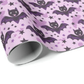 Niedliche dunkle Lila Halloween-Fledermäuse Geschenkpapier (Rolleneckpunkt)