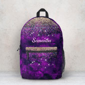 Niedliche dunkle lila Imitat Glitzer Monogramm Bedruckter Rucksack