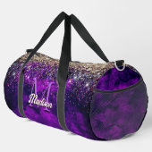 Niedliche dunkle lila Imitat Glitzer Monogramm Duffle Bag (Rechte Ecke)