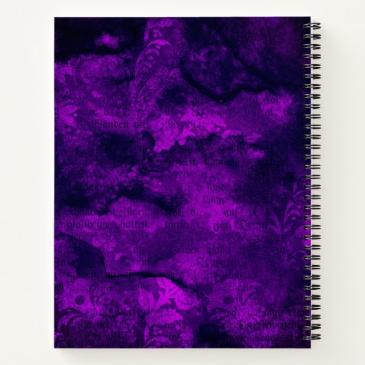 Niedliche dunkle lila Imitat Glitzer Monogramm Notizblock (Rückseite)