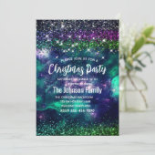 Niedliche dunkle lila Imitate Glitzer Weihnachten Einladung (Stehend Vorderseite)