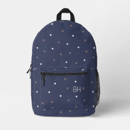 Niedliche dunkle Lila Polka Dots Monogram Initiale Bedruckter Rucksack