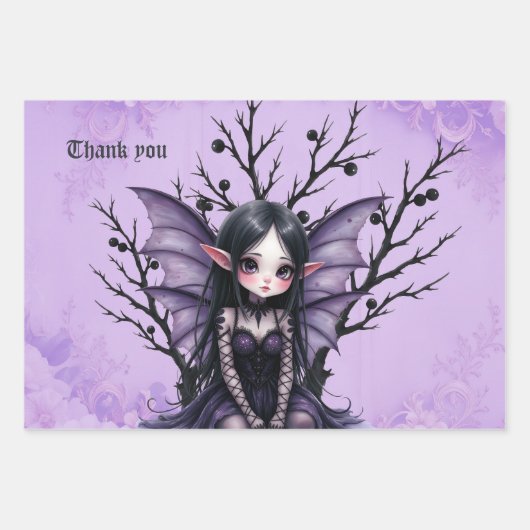 Niedliche dunkle Mähne mit Bat Wings Geschenkpapier Set (Vorderseite)