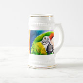 Niedliche durch KI erzeugte Papageien Nah Bierglas (VorderseiteRechts)