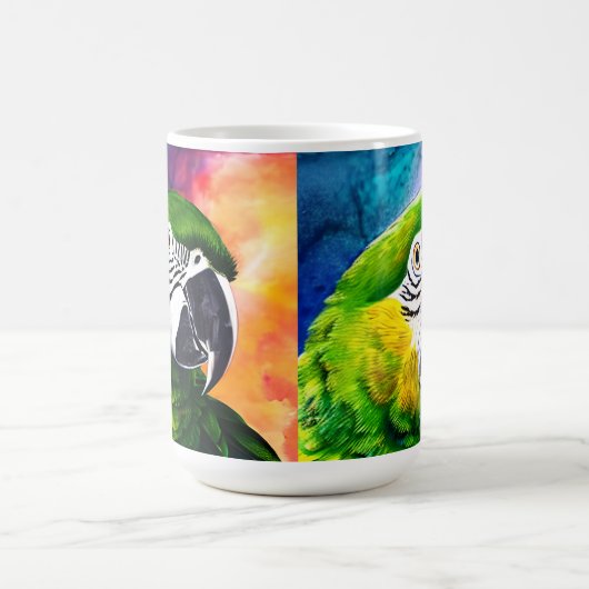 Niedliche durch KI erzeugte Papageien Nah Kaffeetasse (Mittel)